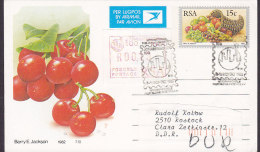 South Africa Air Mail Uprated (Frama Label) Postal Stationery Ganzsache JOHANNESBURG 1986 Stamp Exhibition Fruits Cherry - Poste Aérienne