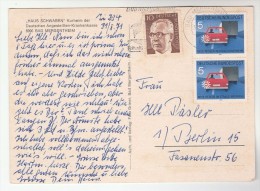 1971 GERMANY COVER Stamps 2x 5pf ROAD  SAFETY CAR OVERTAKING (postcard Haus Schwaben Bad Mergentheim) - Accidents & Sécurité Routière