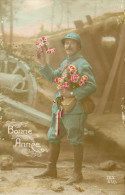 Militaria - Guerre 1914-18 - Militaires - Patriotiques - Bonne Année - Nouvel An - Fleurs - état - Guerre 1914-18