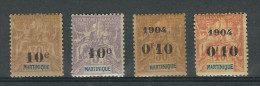MARTINIQUE N° 52 à 55 * - Unused Stamps