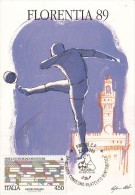 SOCCER, FIRENZE, CM, MAXICARD, CARTES MAXIMUM, 1989, ITALY - Covers & Documents