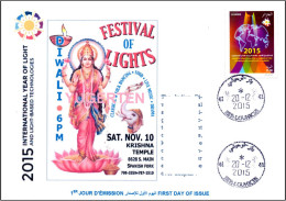 ALGERIA 2015 FDC International Year Of Light Lumière Luce Luz Mythology Diwali India Licht Lichtes - Physics