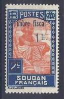 SOUDAN - F 66  1F SUR 2C TIMBRE POSTAL UTILISATION FISCALE - NEUF** MNH - Nuovi