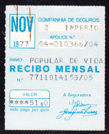 VIGNETTE - COMPANHIA DE SEGUROS IMPÉRIO - NOV 1977 - Emisiones Locales