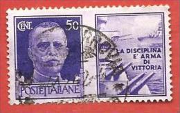 ITALIA REGNO USATO - 1942 - Imperiale Con Appendice Propaganda Di Guerra Disciplina Arma Di Vittoria - Cent 50 - S. PG9 - Oorlogspropaganda