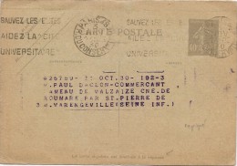 LBON11- CARTE POSTALE SEMEUSE CAMÉE 40c PARTIE DEMANDE REPIQUAGE "LE MATIN" - Bijgewerkte Postkaarten  (voor 1995)