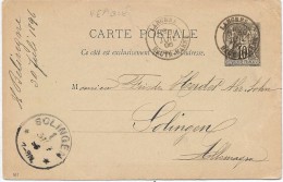 LBON11- CARTE POSTALE SAGE 10c REPIQUAGE COMMERCIAL VOYAGEE LANGRES JUILLET 1896 - Bijgewerkte Postkaarten  (voor 1995)