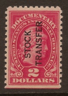USA 1928 $2 Stock Transfer UNHM #RH252 - Fiscaux