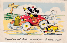 1937 Mickey Mouse Disney Walt Old Original Postcard Séphériadès Hasselt Post Mini Pluto Voiture Oldtimer Car Hond Dog - Other & Unclassified