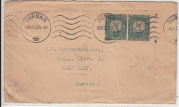 South Africa Animal Springbok Pair To Aden Camp, Durban 1937 CDS - Covers & Documents