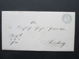 Altdeutschland 1863 Preussen K2 Blau Hannover Mit Stundenzahlen Nach Herzberg Mit Ankunftstempel / Kastenstempel - Covers & Documents