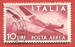 ITALIA REPUBBLICA USATO - 1945 - Democratica - Posta Aerea - Stretta Di Mano Caproni Campini 1 - £ 10 - S. A130 - Airmail