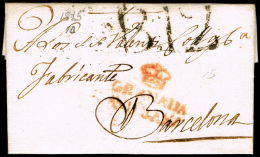 GRANADA PREF. - PE 15 - 1815 CARTA CIRC. A BARCELONA + PORTEO "B-12 - ...-1850 Prefilatelia