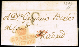 GRANADA PREF. - PE 18 - 1819 CARTA CIRC. A MADRID + PORTEO "8 - ...-1850 Prefilatelia