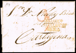 GRANADA PREF. - UGIJAR PE 1R - 1829 CARTA CIRC. A CARTAGENA + PORTEO 9 - ...-1850 Prefilatelia