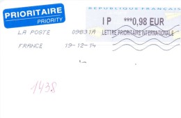 2014. France, The Letter By Prioritaire Post To Moldova - Lettres & Documents