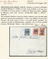 STORIA POSTALE, REGNO D'ITALIA---TRENTINO--ALTO  ADIGE.  1918--19,   CERTIFICATO, SEGNA TASSE PROVVISORI, - Trento