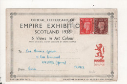 Official Lettercard Of Empire Exhibition Scotland 1938 - United Kingdom