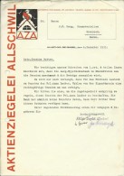 FAKTURA, RECHNUNG, INVOICE  --  A.G. AZA,  --  AKTIENZIEGELEI ALLSCHWIL  --  1933 - Switzerland