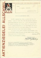 FAKTURA, RECHNUNG, INVOICE  --  A.G. AZA,  --  AKTIENZIEGELEI ALLSCHWIL  --  1929 - Switzerland