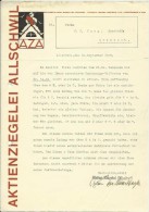 FAKTURA, RECHNUNG, INVOICE  --  A.G. AZA,  --  AKTIENZIEGELEI ALLSCHWIL  --  1929 - Switzerland