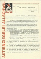 FAKTURA, RECHNUNG, INVOICE  --  A.G. AZA,  --  AKTIENZIEGELEI ALLSCHWIL  --  1933 - Suiza