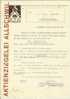 FAKTURA, RECHNUNG, INVOICE  --  A.G. AZA,  --  AKTIENZIEGELEI ALLSCHWIL  --  1929 - Suisse