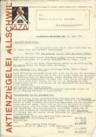 FAKTURA, RECHNUNG, INVOICE  --  A.G. AZA,  --  AKTIENZIEGELEI ALLSCHWIL  --  1933 - Suiza