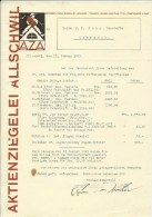 FAKTURA, RECHNUNG, INVOICE  --  A.G. AZA,  --  AKTIENZIEGELEI ALLSCHWIL  --  1929 - Svizzera