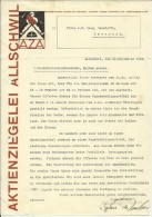 FAKTURA, RECHNUNG, INVOICE  --  A.G. AZA,  --  AKTIENZIEGELEI ALLSCHWIL  --  1928 - Suisse