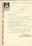 FAKTURA, RECHNUNG, INVOICE  --  A.G. AZA,  --  AKTIENZIEGELEI ALLSCHWIL  --  1928 - Suisse