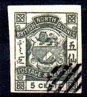 W181 - BORNEO DEL NORD 1889 , Yvert N. 39  Usato NON DENTELLATO - North Borneo (...-1963)