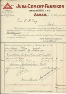 FACTURA, RECHNUNG   --  JURA - CEMENT - FABRIKEN, AARAU  --  1899 - Suiza