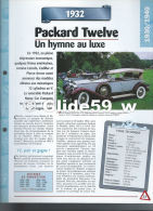 Fiche Packard Twelve (1932) - Un Siècle D'Automobiles (Edit. Hachette) - Voitures