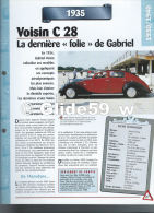 Fiche Voisin C 28 (1935) - Un Siècle D'Automobiles (Edit. Hachette) - Autos