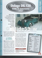 Fiche Delage D8.120 (1937) - Un Siècle D'Automobiles (Edit. Hachette) - Voitures