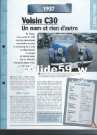 Fiche Voisin C30 (1937) - Un Siècle D'Automobiles (Edit. Hachette) - Autos