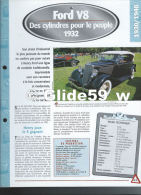 Fiche Ford V8 (1932) - Un Siècle D'Automobiles (Edit. Hachette) - Auto's