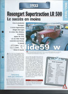 Fiche Rosengart Supertraction LR 500 (1933) - Un Siècle D'Automobiles (Edit. Hachette) - Autos