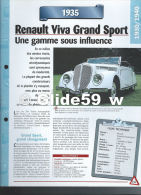 Fiche Renault Viva Grand Sport (1935) - Un Siècle D'Automobiles (Edit. Hachette) - Autos