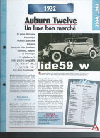 Fiche Auburn Twelve (1932) - Un Siècle D'Automobiles (Edit. Hachette) - Coches