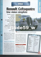 Fiche Renault Celtaquatre (1934) - Un Siècle D'Automobiles (Edit. Hachette) - Auto's