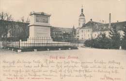 Gruss Aus KREMS Denkmal Karte Gel.1898, 2 Kreuzer Marke - Krems An Der Donau
