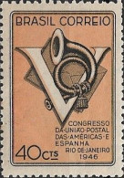 BRAZIL - 5th POSTAL UNION CONGRESS OF THE AMERICAS AND SPAIN, EMBLEM (40 Cts) 1946 - MNH - Unused Stamps