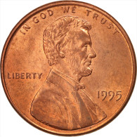 États-Unis, Lincoln Cent, 1995, Philadelphia, SPL+, KM:201b - 1959-…: Lincoln, Memorial Reverse