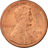 Monnaie, États-Unis, Lincoln Cent, Cent, 1988, U.S. Mint, Denver, SUP, Copper - 1959-…: Lincoln, Memorial Reverse