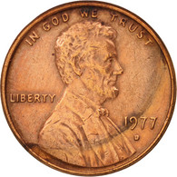 Monnaie, États-Unis, Lincoln Cent, Cent, 1977, U.S. Mint, Denver, TTB+, Laiton - 1959-…: Lincoln, Memorial Reverse