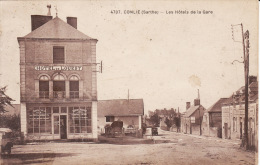 72 CONLIE Les Hôtels De La Gare, Commerces , Pub Byrrh, 2 Scans - Conlie