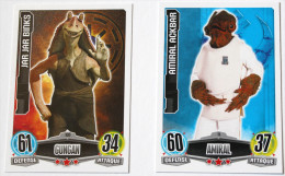 2 Carte STAR WARS Jar Jar Binks Amiral Ackbar 11 100 Topps Force Attax 2012 - Star Wars