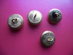 4 BOUTONS G.J.F Paris Métal Armée De L´air Avion Aviation D= 21 Mm Effet Doré - Buttons